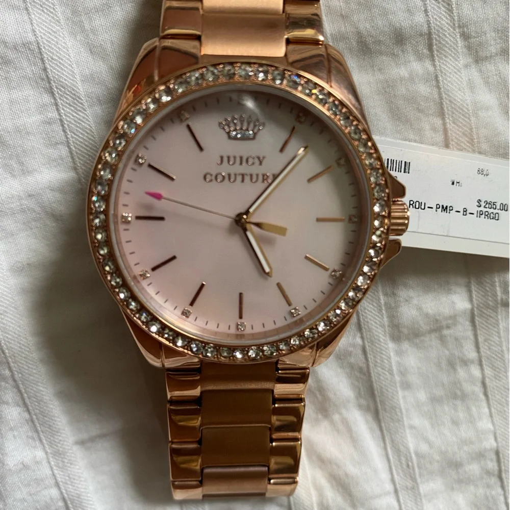 JUICY COUTURE TIMEPIECES LARGE GOLD WATCH WITH JEWELS MSRP $265.00 NWT